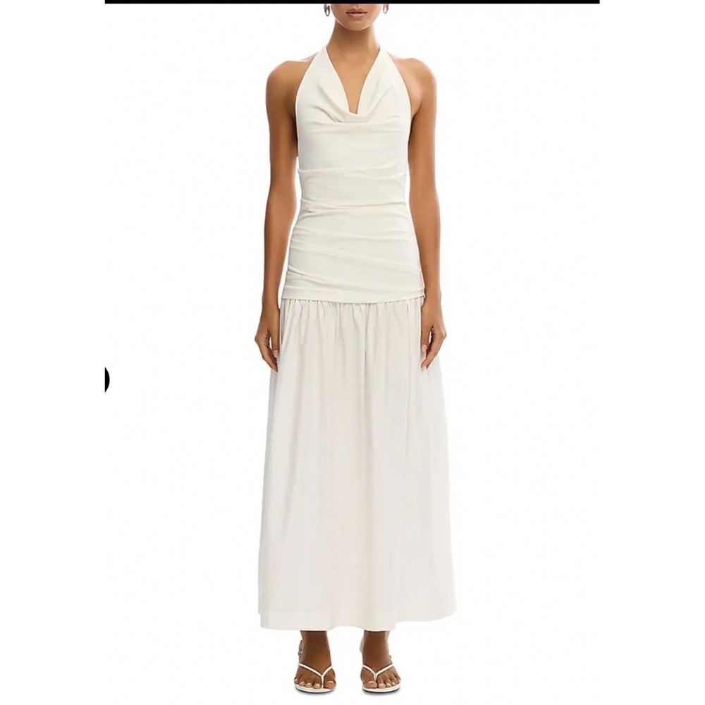 Significant Other Ariya Maxi Dress Ivory Cowl Neck Halter Ruched US 12